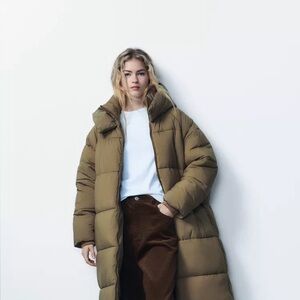 NWT Zara Wind and Water Protection Long Anorak in Dark Olive - Medium